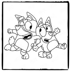 BLUEY And Bingo Outline Blue Kids TV Design