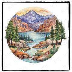 Mountain Scene with Lake Design