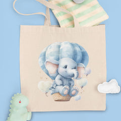 Cute Blue Elephant Hot Air Balloon Pattern Design