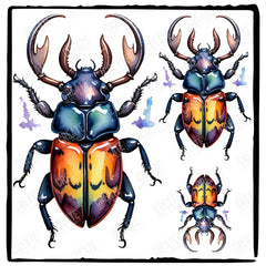 Watercolour Stag Beetle Design