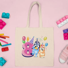 Happy Bluey & Bingo Character 8th Birthday Pink Number Design