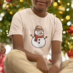 Cute Snowman In Hat And Scarf Kids Christmas Character Design