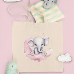 Cute Pink Elephant Cloudy Moon Pattern Design