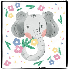 Grey Elephant with Small Flowers Design