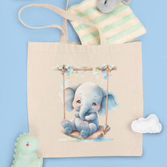 Blue Elephant On A Swing Floral Pattern Design