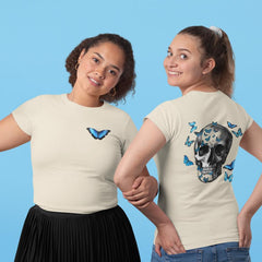 Skull with Blue Butterflies Design