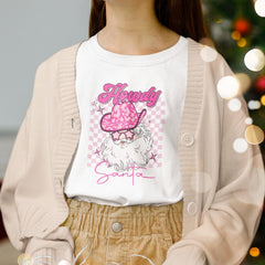 Howdy Santa Claus Pink Christmas Father Checkerboard Funky Christmas Design
