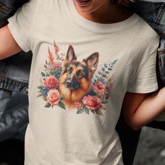 Cute Dog German Shepherd Breed Floral Design