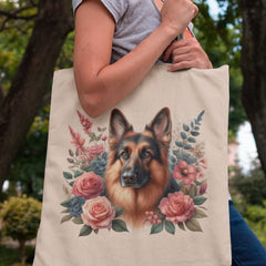 Cute Dog German Shepherd Breed Floral Design