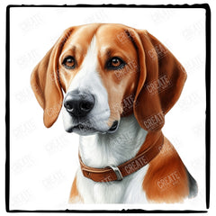 Cute Dog Portrait English Foxhound (1) Breed Design
