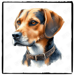 Cute Dog Portrait English Foxhound (2) Breed Design